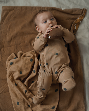 ONESIE ORGANIC ZOO GOLD DOTS