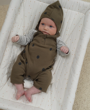 ONESIE ORGANIC ZOO OLIVE DOTS